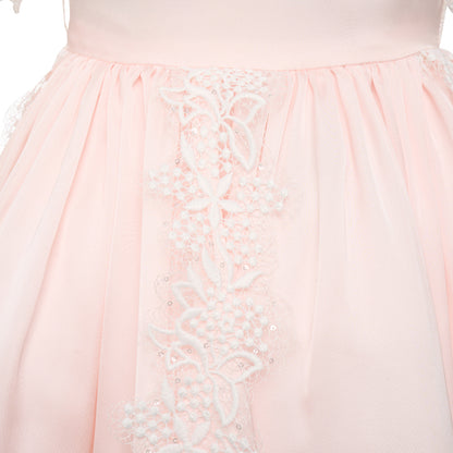 Lace Pink Satin Christening Gown