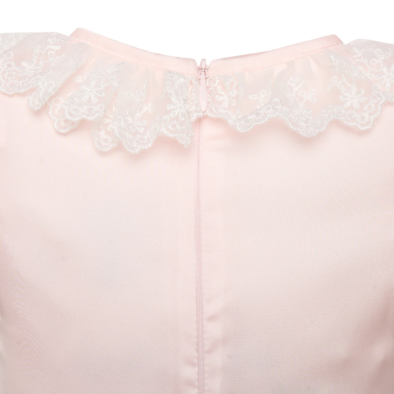 Lace Pink Satin Christening Gown