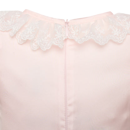 Lace Pink Satin Christening Gown
