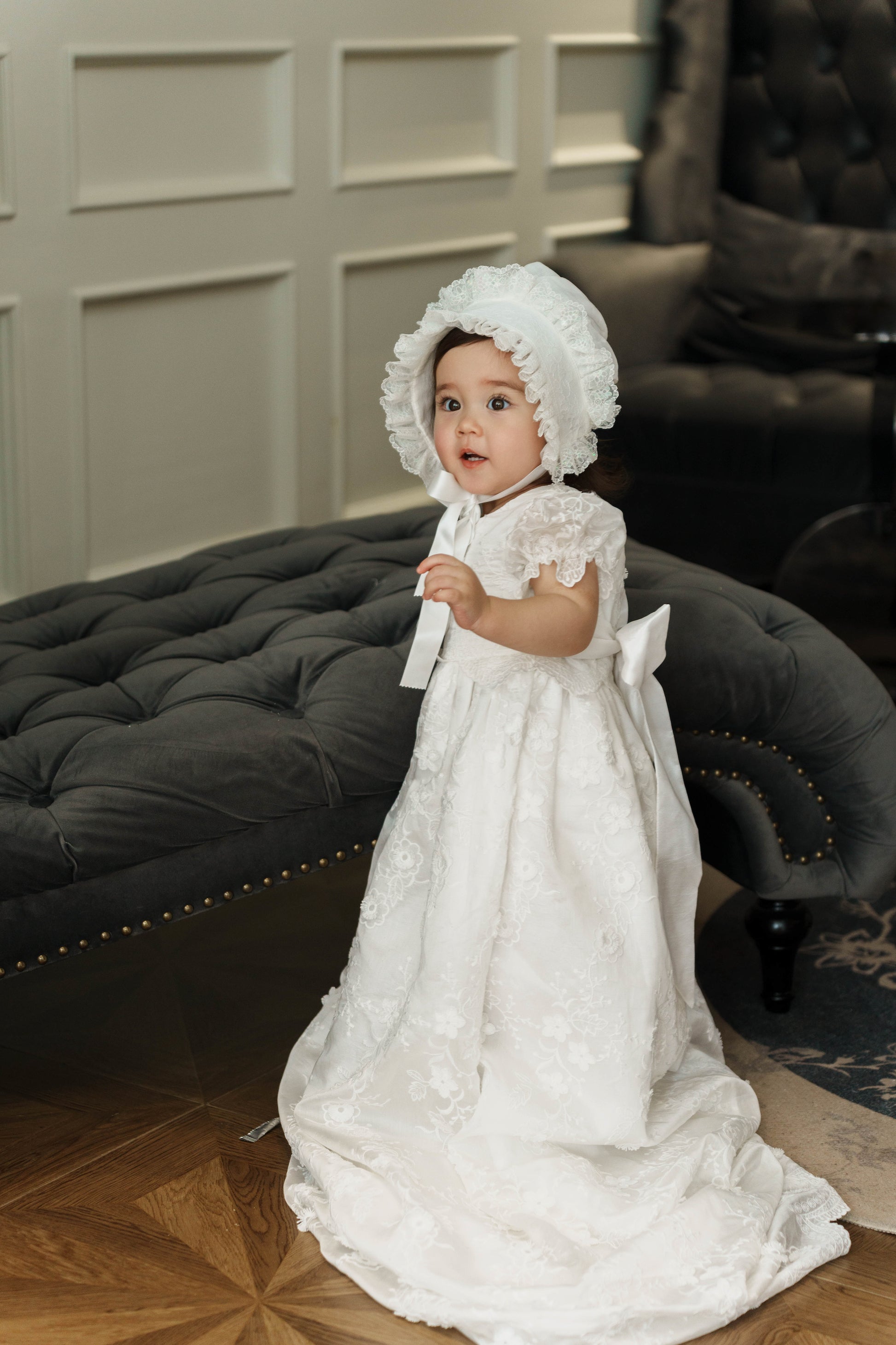 Hanakimi Kids Lace Embroidered Heirloom Christening Gown