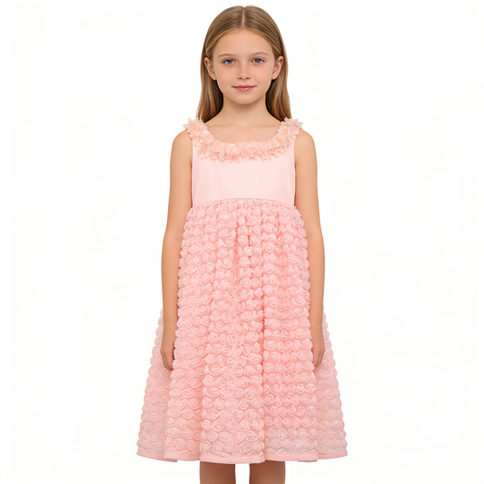 Spring Garden Blush Petal-Strap Dress