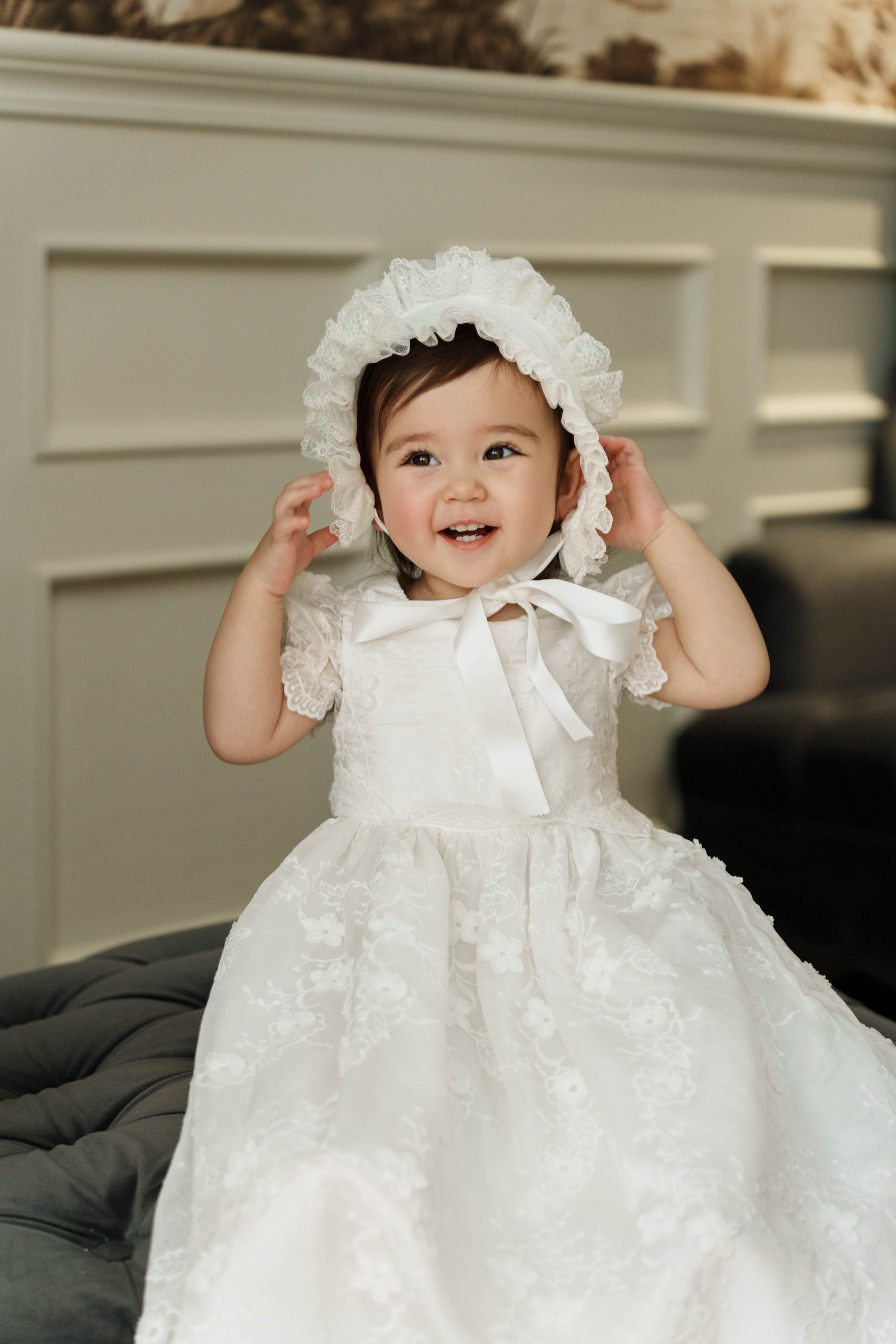 Hanakimi Kids Lace Embroidered Heirloom Christening Gown