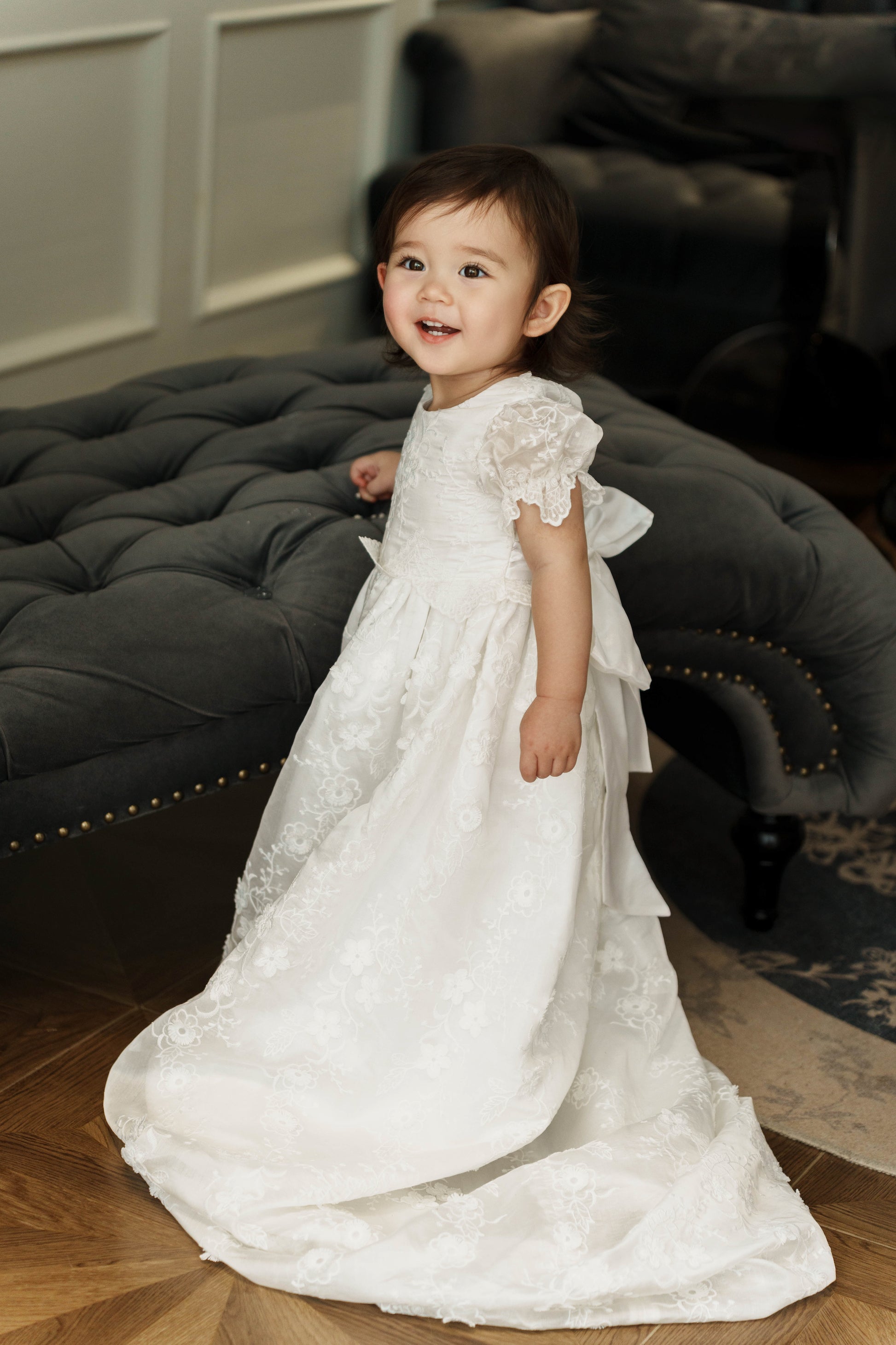 Hanakimi Kids Lace Embroidered Heirloom Christening Gown
