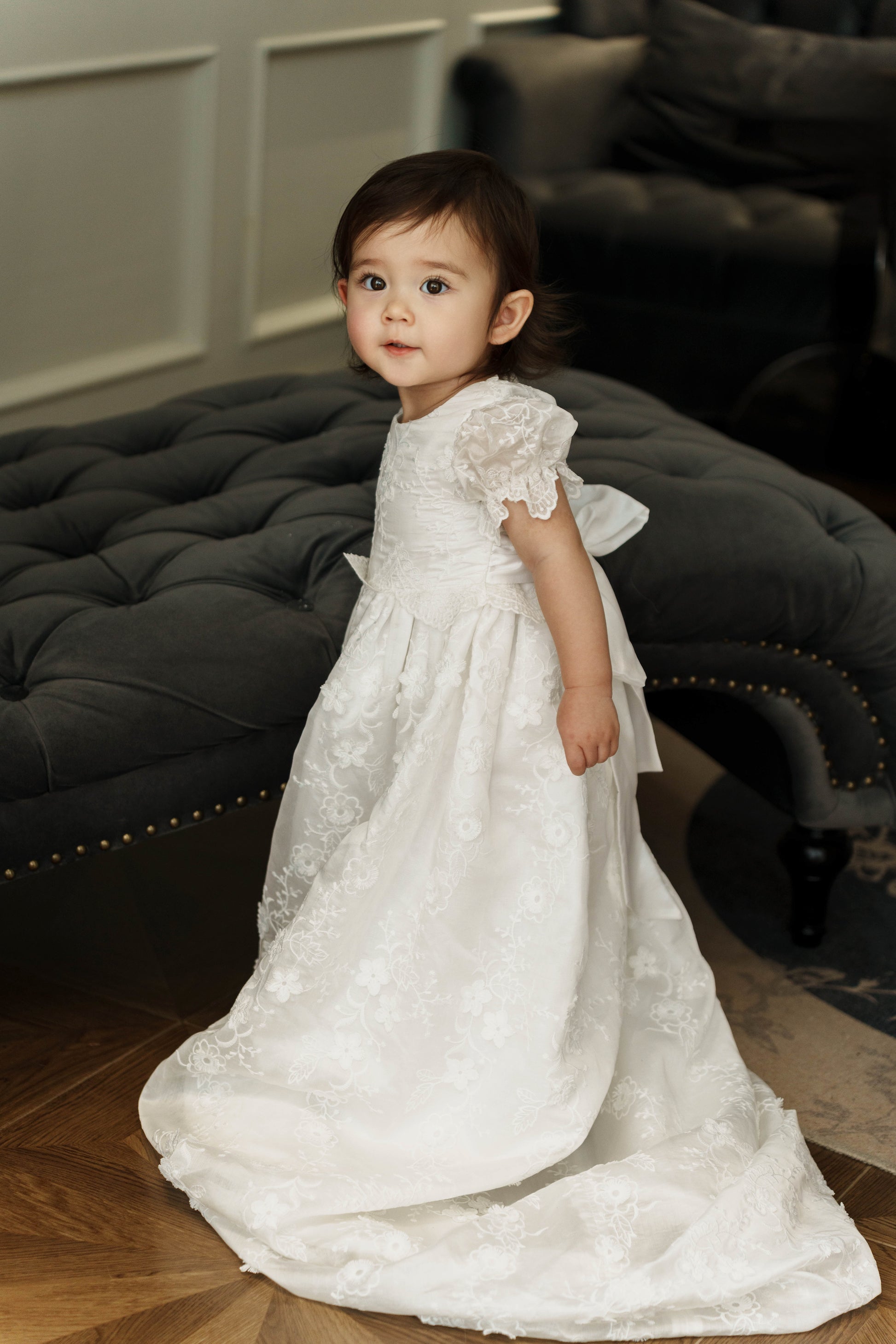 Hanakimi Kids Lace Embroidered Heirloom Christening Gown
