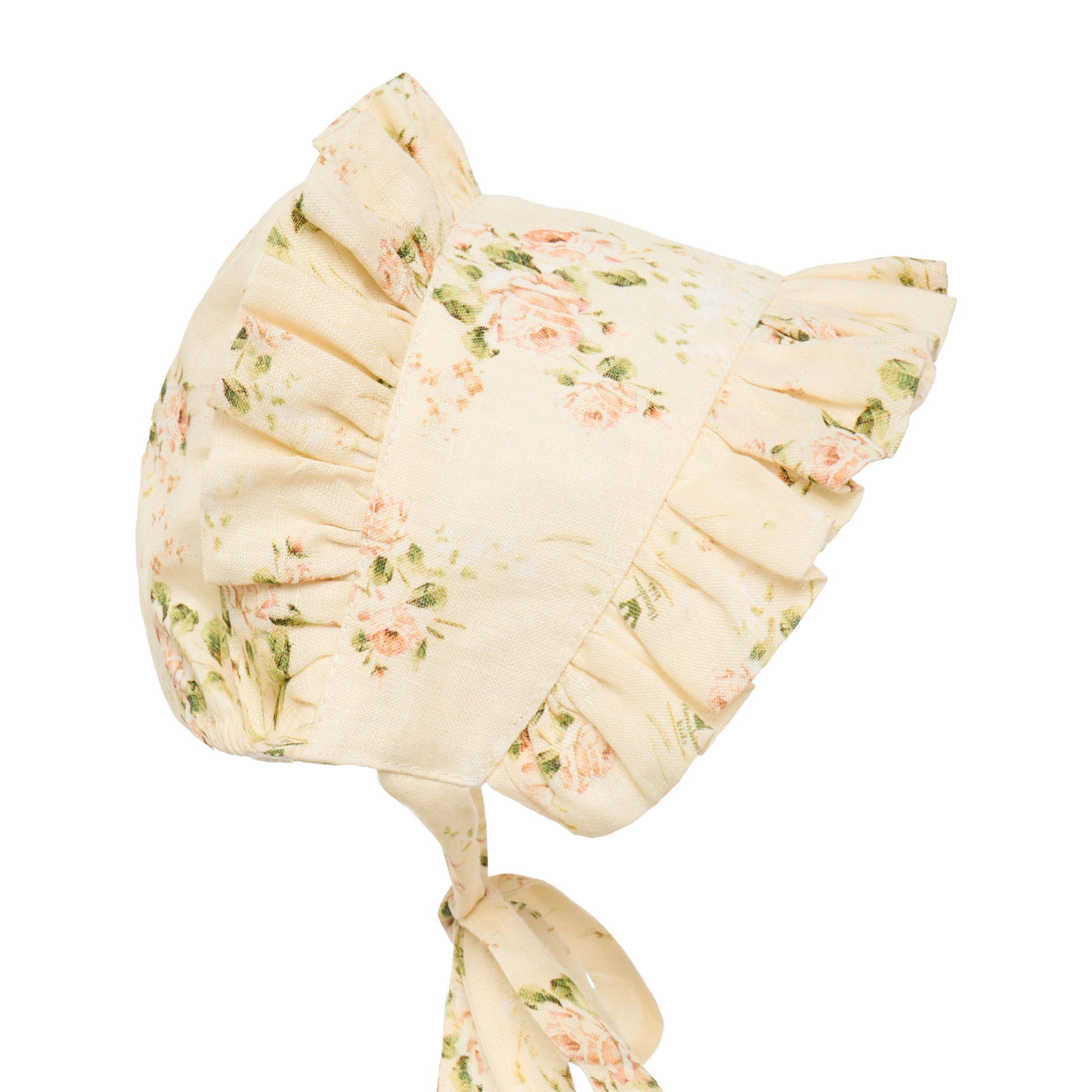 Hanakimi Kids Vintage Floral Ramie Wide-Brimmed Baby Bonnet —— Sunny Haven