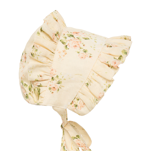 Hanakimi Kids Vintage Floral Ramie Wide-Brimmed Baby Bonnet —— Sunny Haven