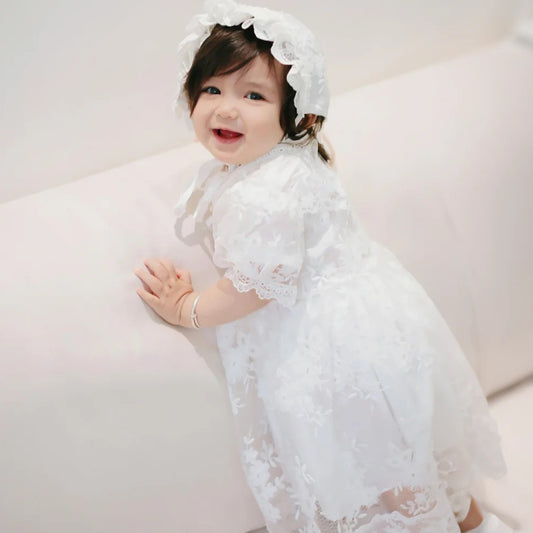 Hanakimi® Baby Christening and Beptism Bonnets Dresses Handmade XLF16001