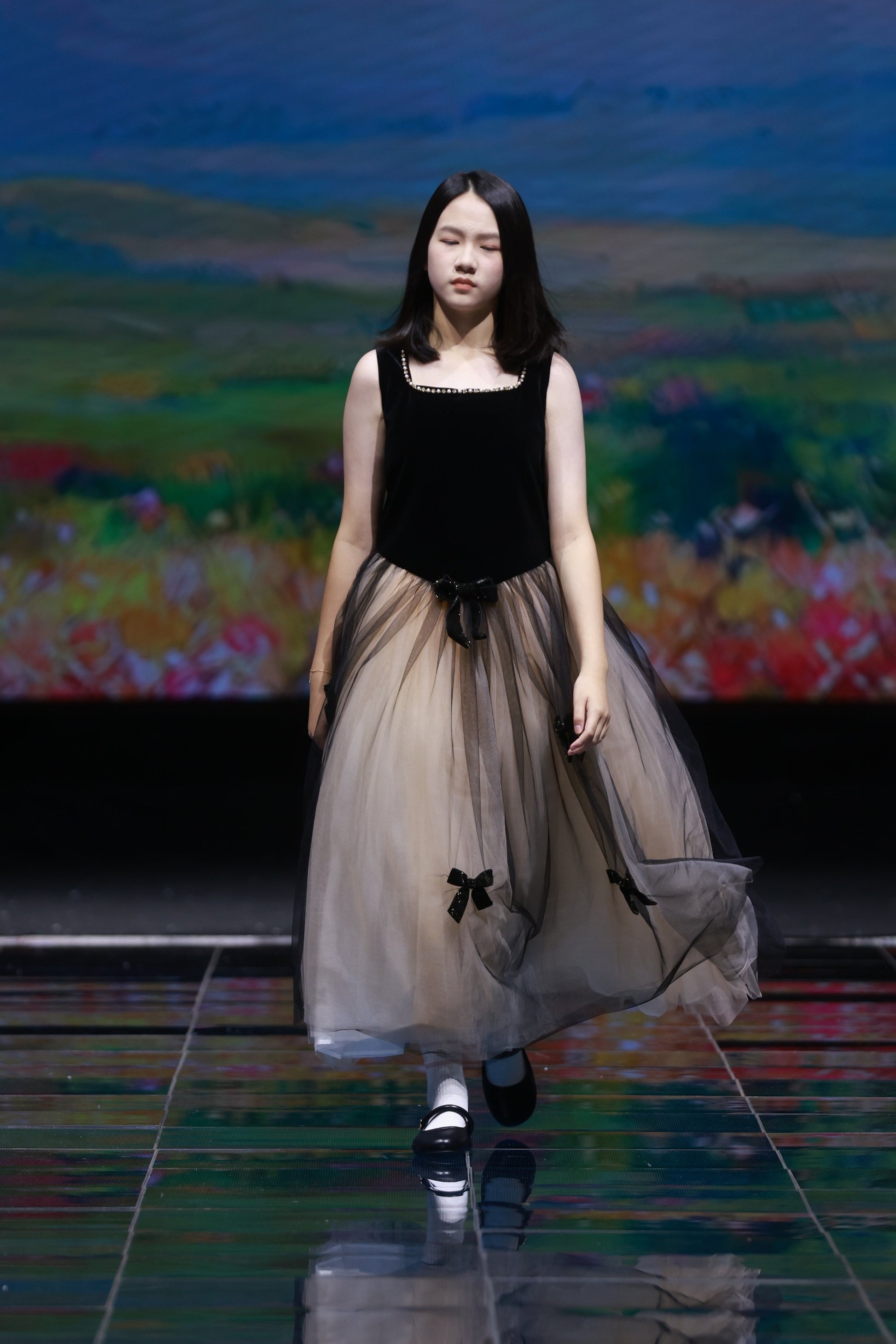 Hanakimi Kids Hanakimi Black Velvet & Star-Tulle Butterfly Concert Dress