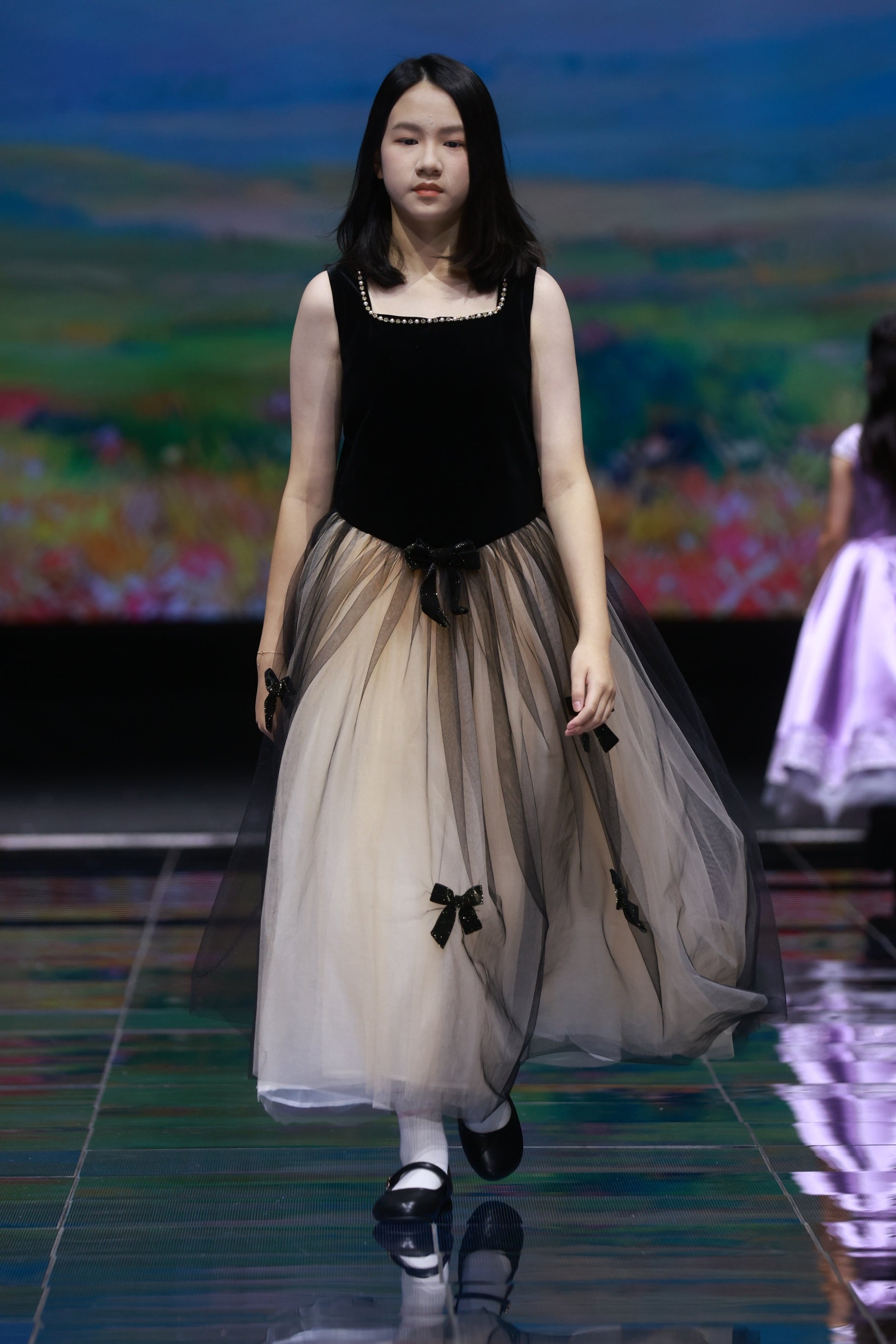 Hanakimi Kids Hanakimi Black Velvet & Star-Tulle Butterfly Concert Dress