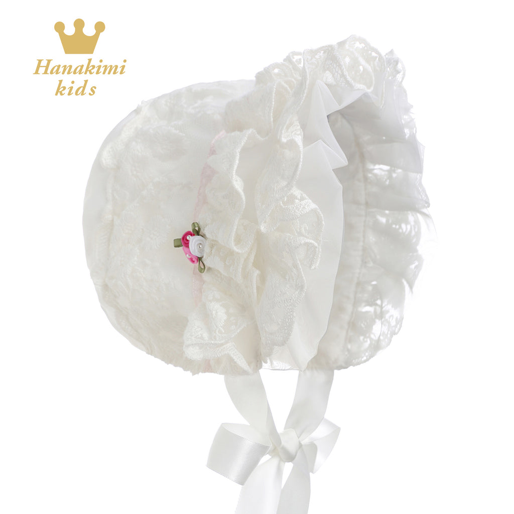 Hanakimi Girls' Lace Flower Baby Bonnet JM1006