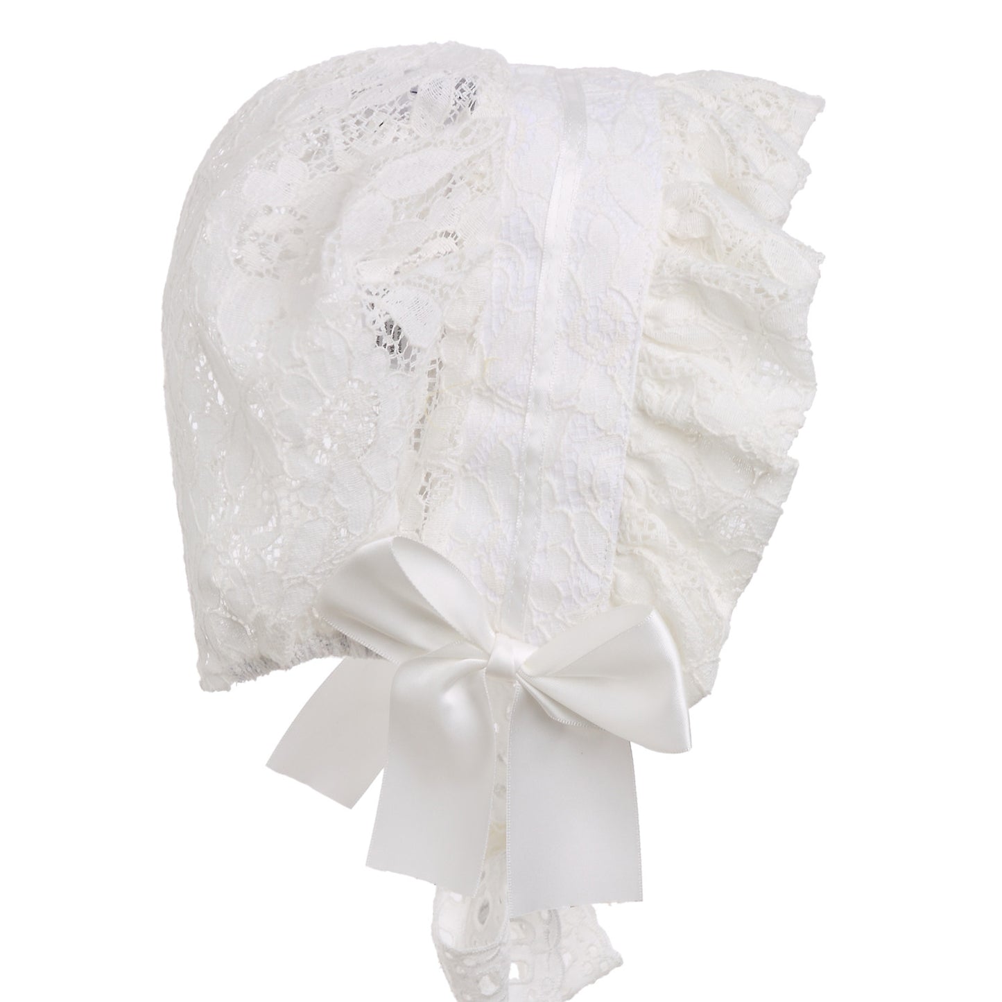 Gorro de encaje Hanakimi® Royal para bebé, hecho a mano, blanco (recién nacidos a 3 años)