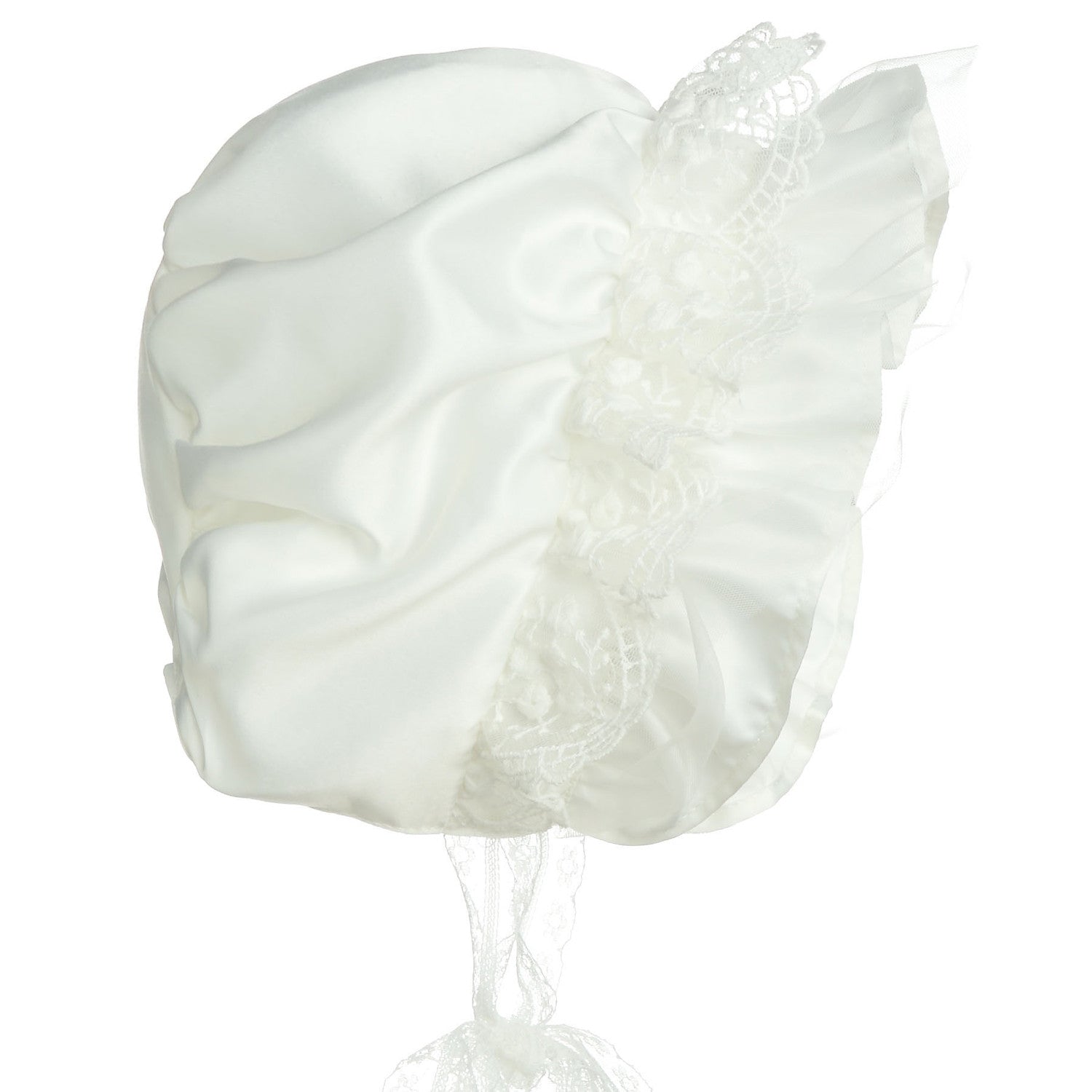 Hanakimi® Unisex Ribbon and Lace Christening Bonnet Handmade(Newborn-3 Years)