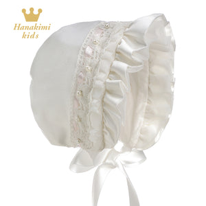 Hanakimi Girls' Closed Back Christening Bonnet JM1003