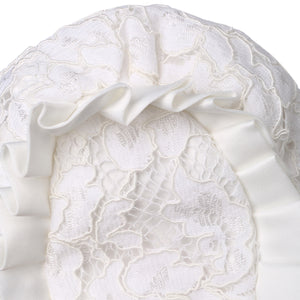 Hanakimi® Lace Edge Christening Bonnet Handmade Ivory (Newborn-3 Years)