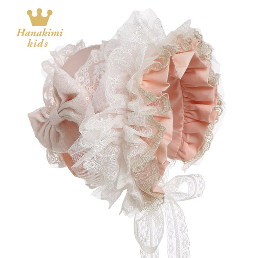 Hanakimi Girls' Lace Edge Toddler Bonnet JM1018