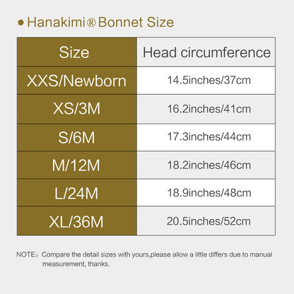 Hanakimi® Closed Back Baby Bonnet with Bow Handmade Champagne (Newborn-3 Years)