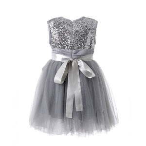 Hanakimi® Ballerina Inspired Sequin Girls' Dresses Gray K15116