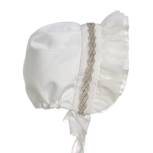 Hanakimi Girls' Christening and Beptism Bonnet JM1009