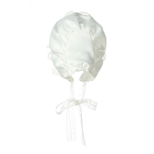 Hanakimi® Unisex Ribbon and Lace Christening Bonnet Handmade(Newborn-3 Years)