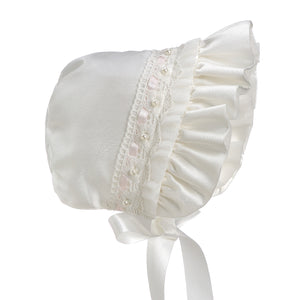 Hanakimi Girls' Closed Back Christening Bonnet JM1003