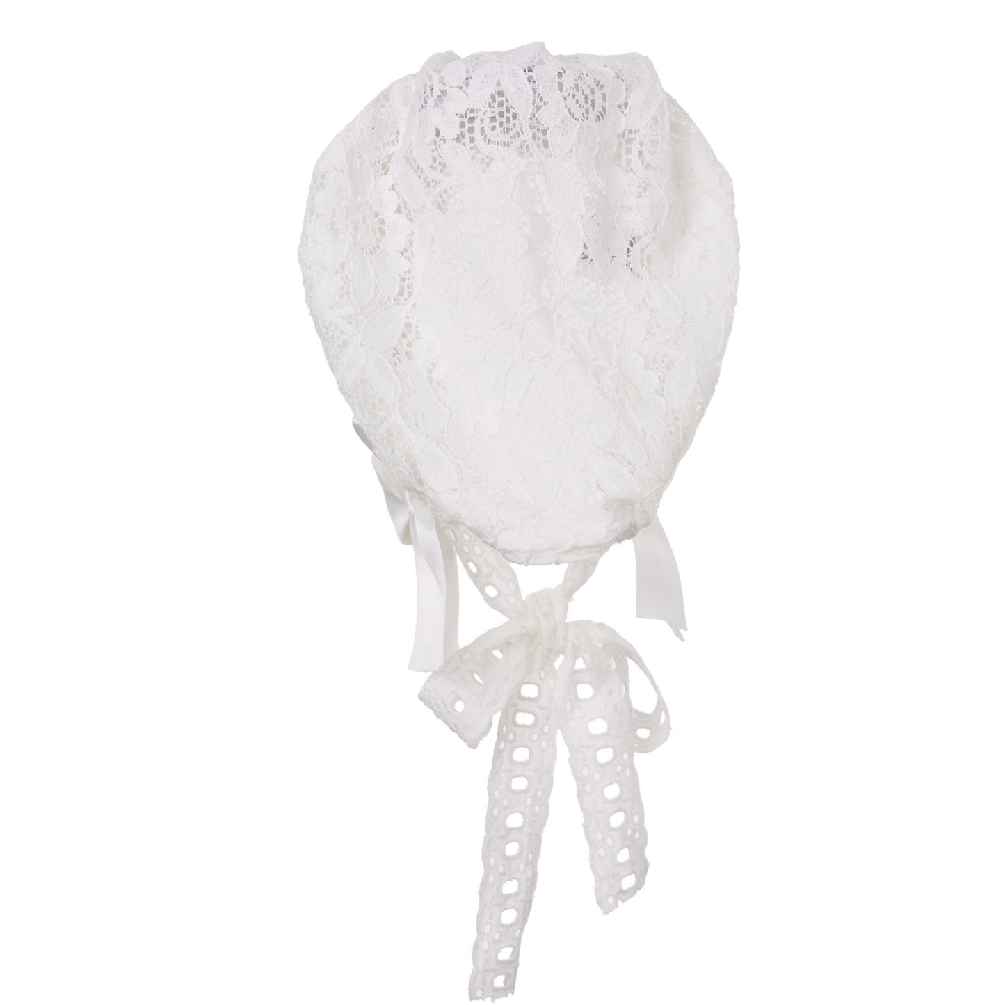 Gorro de encaje Hanakimi® Royal para bebé, hecho a mano, blanco (recién nacidos a 3 años)