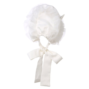 Hanakimi® Royal Christening Bonnet Handmade White (Newborn-3 Years)