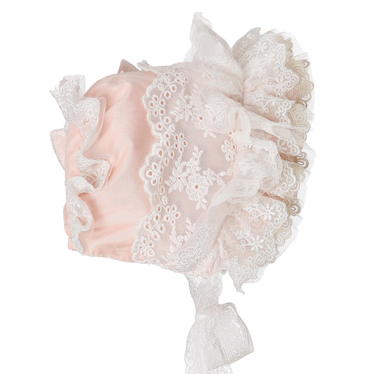 Hanakimi Hanakimi Girls' Lace Edge Toddler Bonnet JM1018