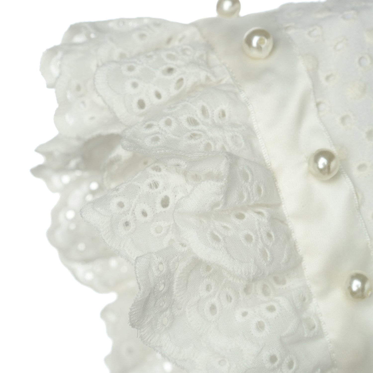 Hanakimi® Closed Back Lacy Eyelet Bonnet with Pearls(Newborn-3 Years)