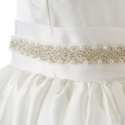 Vestido de comunión Hanakimi® de corte A/princesa, de media manga y largo hasta la rodilla JMK1634