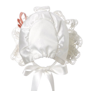 Hanakimi Girls' Toddler Bonnet with Bow Pearls JM1008