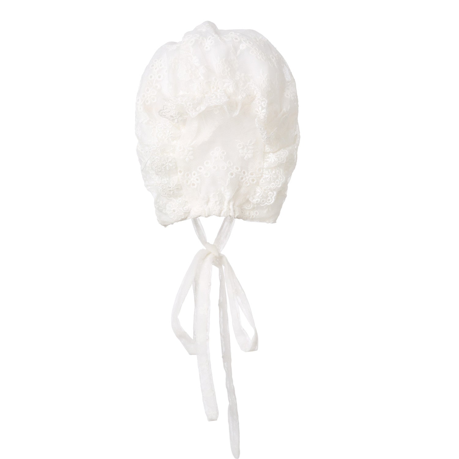 Hanakimi® Lace Flower Christening Bonnet Handmade White(Newborn-3 Years)