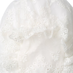 Hanakimi® Lace Flower Christening Bonnet Handmade White(Newborn-3 Years)