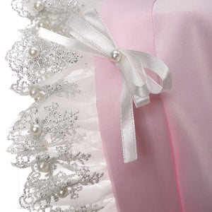 Hanakimi Lacy Bow Closed Back Bonnet with Pearls JM1001