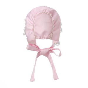 Hanakimi Lacy Bow Closed Back Bonnet with Pearls JM1001