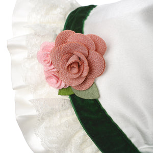 Hanakimi Lace Edge Open Back Flower Trimmed Bonnet JM1002