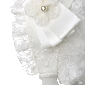 Hanakimi® Lace Christening Bonnet with Detachable Flower Handmade(Newborn-3 Years)